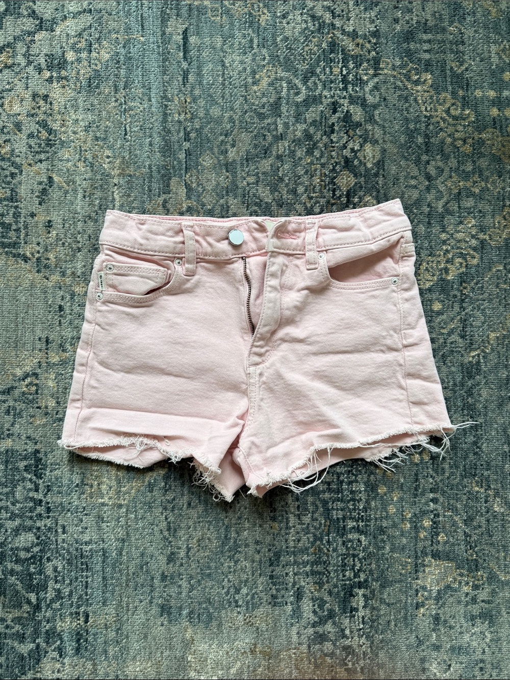 DL1961 girls Light Pink Frayed Hem Denim Shorts
